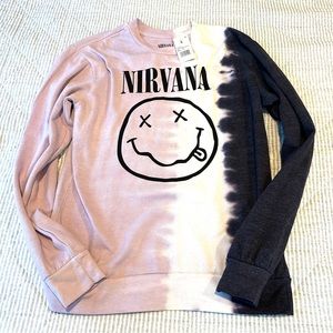 NWT Women's Nirvana Graphic Sweatshirt Purple Tie-Dye Size S